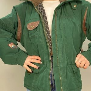 Head green and brown vintage ski jacket